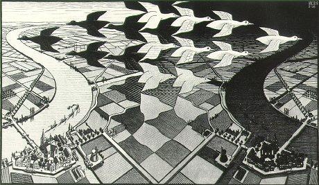 DAY AND NIGHT by Escher, 1938